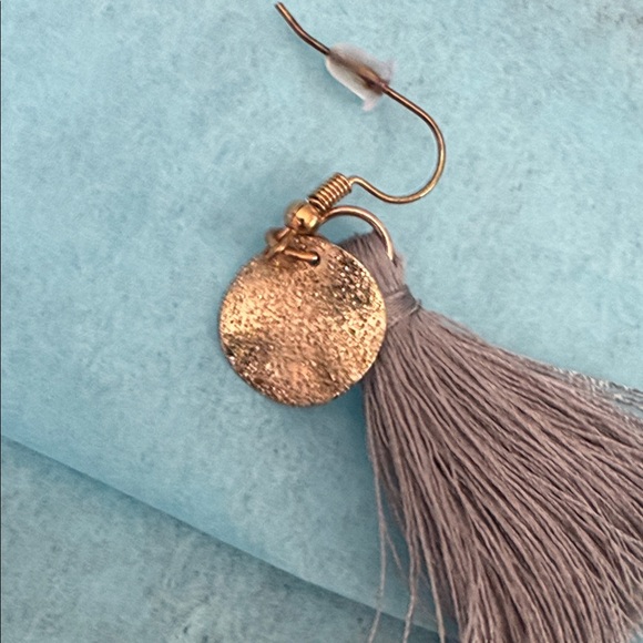 Elegant Gold and Gray Tassel Earrings - Picture 2 of 3